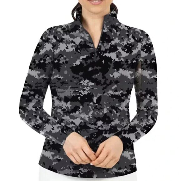 IBKUL Tops - IBKUL UPF50 Cool Feel Quick Dry Top Sun Shirt Women Size L Mock Neck